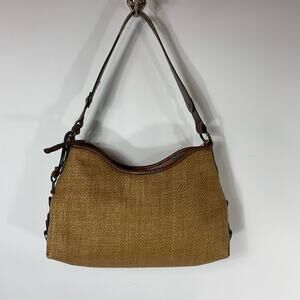 Fossil Woven Bag Handbag Tan Brown Classic